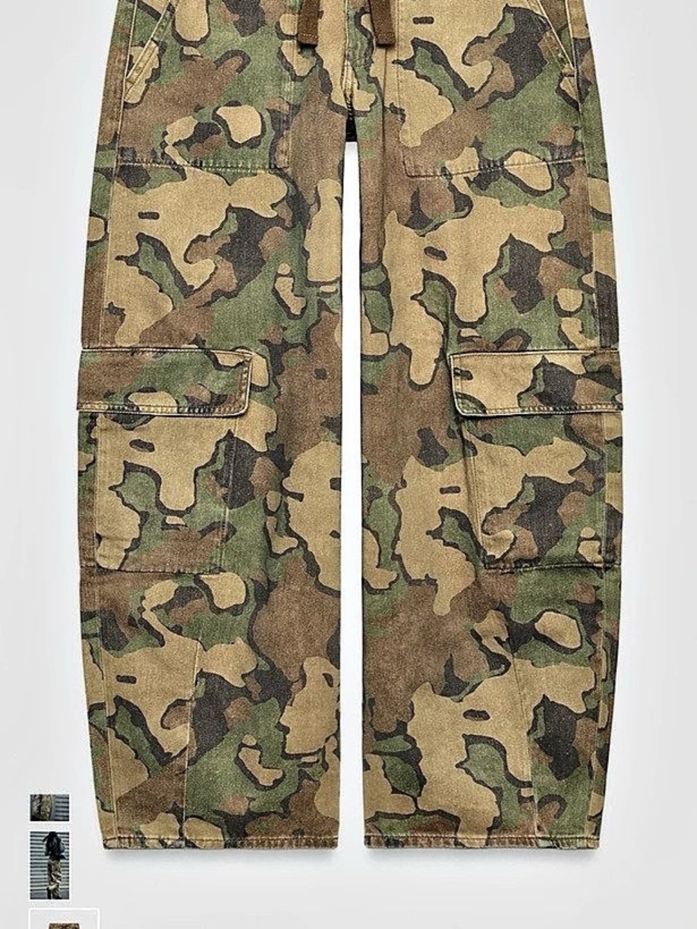 Zara Loose-Fitting Camouflage Pants in Green & Brown - Picture 3 of 4